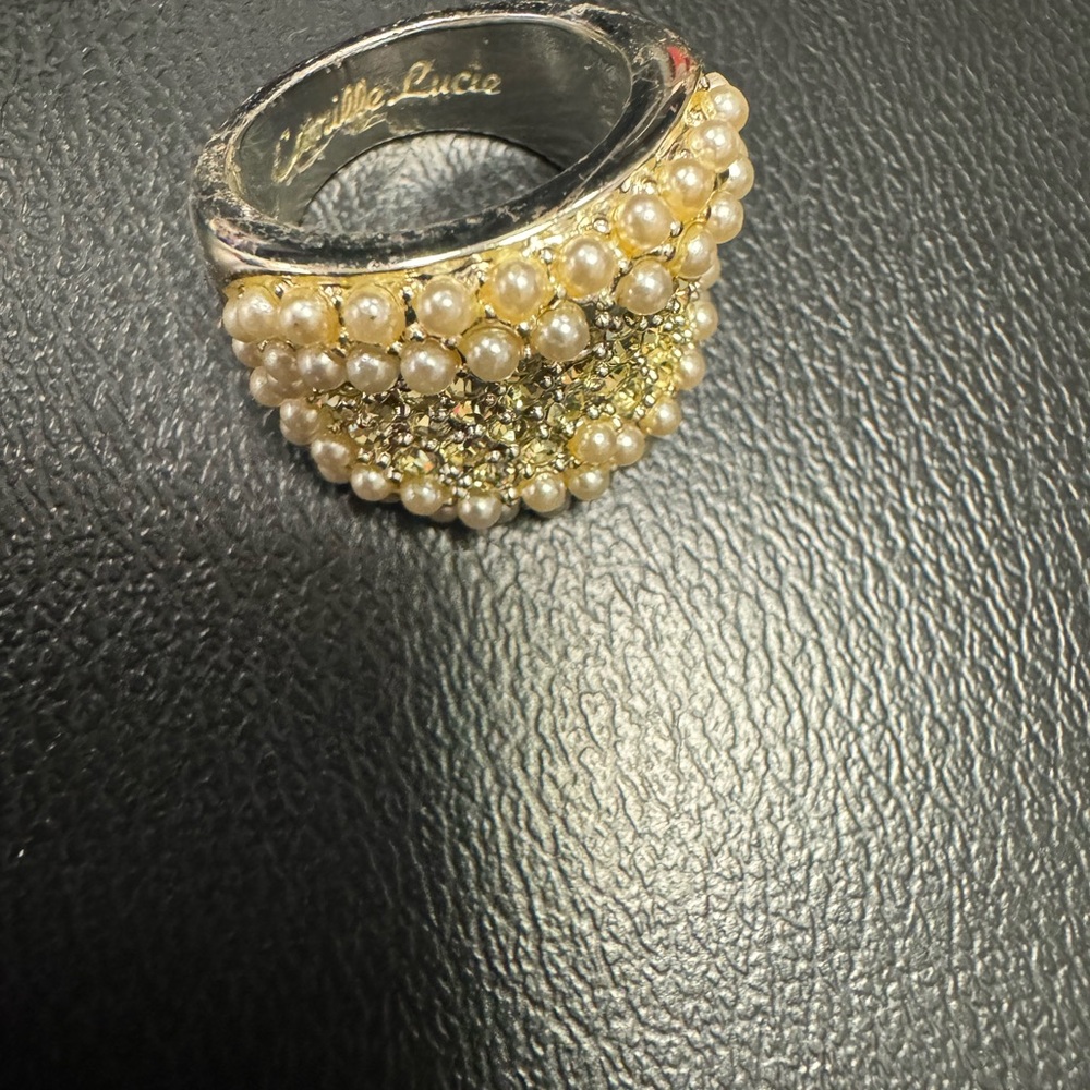 Camille Lucie crystal Swarovski and Pearl combination ring Sz 7.5 - Picture 5 of 16